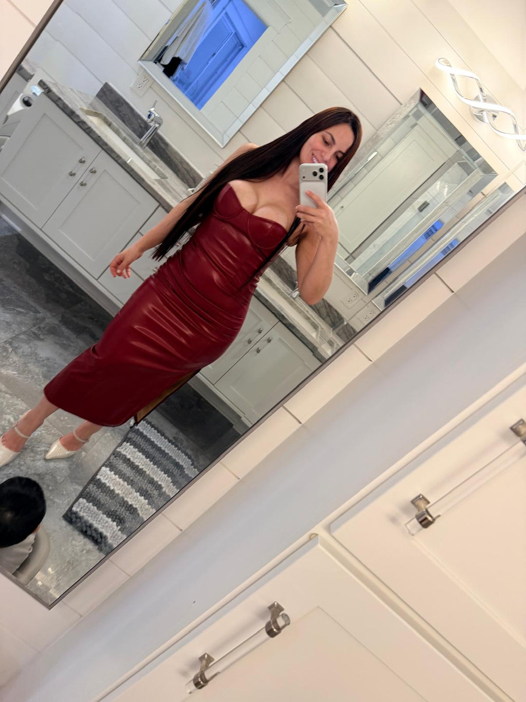 Vestido con corset Rojo Vino De Vinil